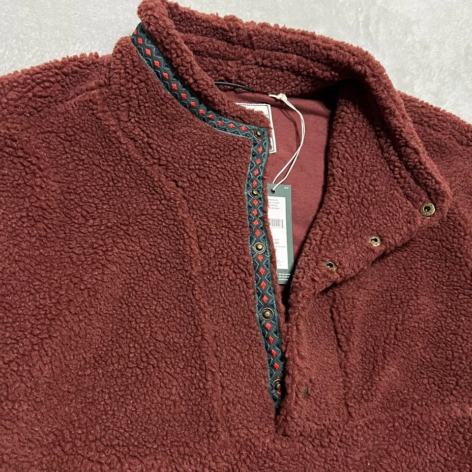 Pullover Sherpa Alpine Design para mujer XL marrón rojizo oscuro polar 1/4 chaqueta a presión nueva con etiquetas Foto 4 de 4