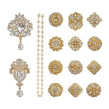 Rhinestone Brooches Crystal Brooch Pins, Pearl Crystal Wedding Bouquet kit Se...