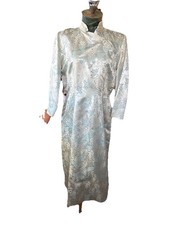Vintage 1950’s Custom Made Blue Silk   Cheongsam Dress Sz M-L