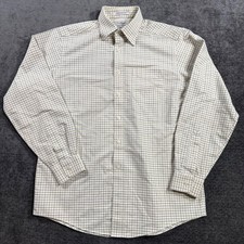 LL Bean Mens Wrinkle Resistant Cotton Button Down Shirt Green Check 15.5-35