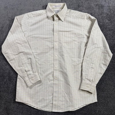 LL Bean Mens Wrinkle Resistant Cotton Button Down Shirt Green Check 15.5-35