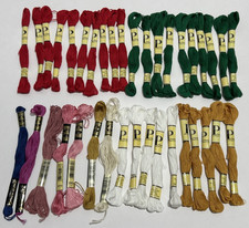 Lot of 37 Embroidery Floss Red Green Pink Blue White Yellow Cotton 8.7 Yards NEW