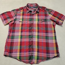 Vintage Polo Ralph Lauren Shirt Men's XL Plaid Shoulder Epaulets Pockets