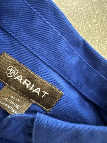 Ariat Shirt Boys Size XL (18) Logo Blue Western Rancher Button-Up Collared - Picture 3 of 6