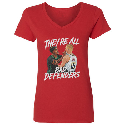 McDaniels-Jokic Brawl Graphic Bad Defenders Quote Ladies' V-Neck Tshirt