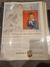 1930 Baker's Instant Chocolate Milk Cocoa Drink Mix Vintage Print Ad 1 Hot Cocoa