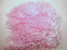 OOAK Tibetan Lamb Mohair Doll Hair, Wigs, Reroot 6 x 6" Baby Pink Super Curls