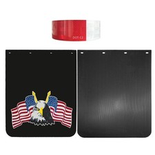 2pcs Black 15t 24x30mud Flaps2x150ft Reflective Tapes Semi Truck Trailer