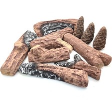 Ceramic Gas Fire Logs Set of 10 Logs Suits Gas & Ethanol Fires