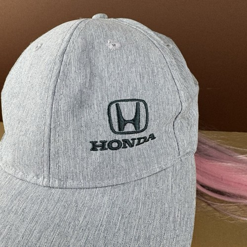 Honda Gray Cap Hat Offset Embroidered Logo Strap-back Adjustable - Picture 2 of 8