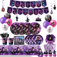 Wednesday Addams Party Decoration Wednesday Birthday Supplies Balloons Plates