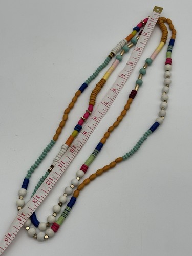 Long Multicolor Wood Beaded Statement Necklace - Picture 7 of 9