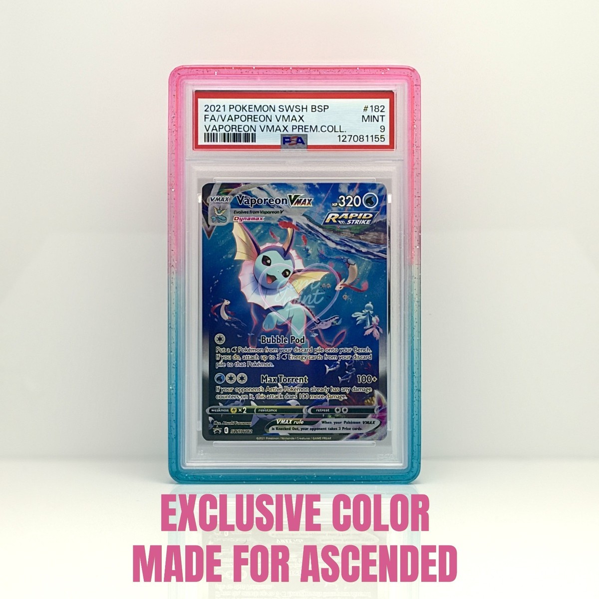 TCG Bumper - PSA Graded Card Case Protector - Protection pour cartes à collectionner PSA - Protection en silicone Bumper Cadre de protection PSA Slabs JohtoMarket (Corail scintillant