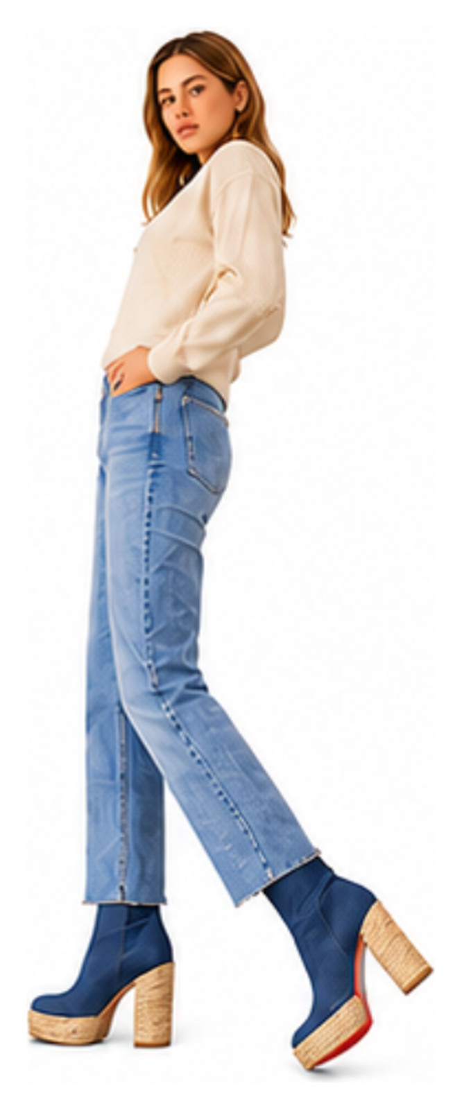 $1,295  CHRISTIAN LOUBOUTIN LoubiJean Espadrilles Denim Boots (38 EU; 8 US)  NEW image 4