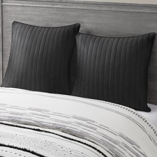 INK IVY Pillow Euro Sham, 26"x26", Quilted Black 26" x 26" Pack of 2