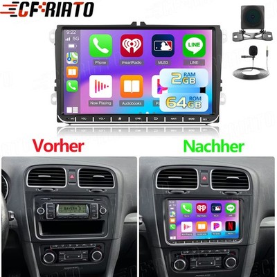 9'' Android 15 Apple Carplay Autoradio für GOLF GOLF V VI PLUS RDS Navi + Kamera