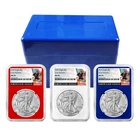 2025 $1 American Silver Eagle 3pc Set NGC MS70 ER Black Label Red White Blue