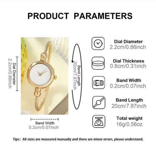 Reloj para mujer pequeño brazalete dorado pulsera relojes de lujo acero inoxidable damas - Imagen 2 de 28