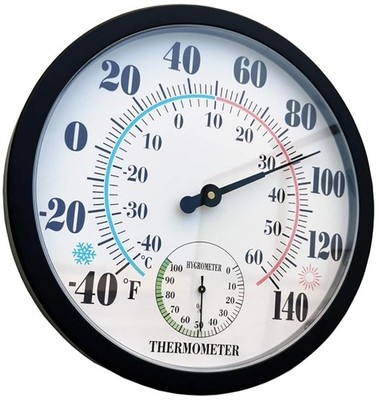 Classic Black Waterproof Thermometer: 10-Inch Indoor & Outdoor Temperature Gauge