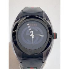 Gucci Quartz Watch Men's Rubber Band Black 137.1 Sync New