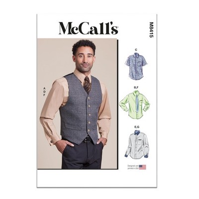 Men's Lined Vest Bow Tie Tie and Shirts Sewing Pattern Kit Design Code M8415 ...