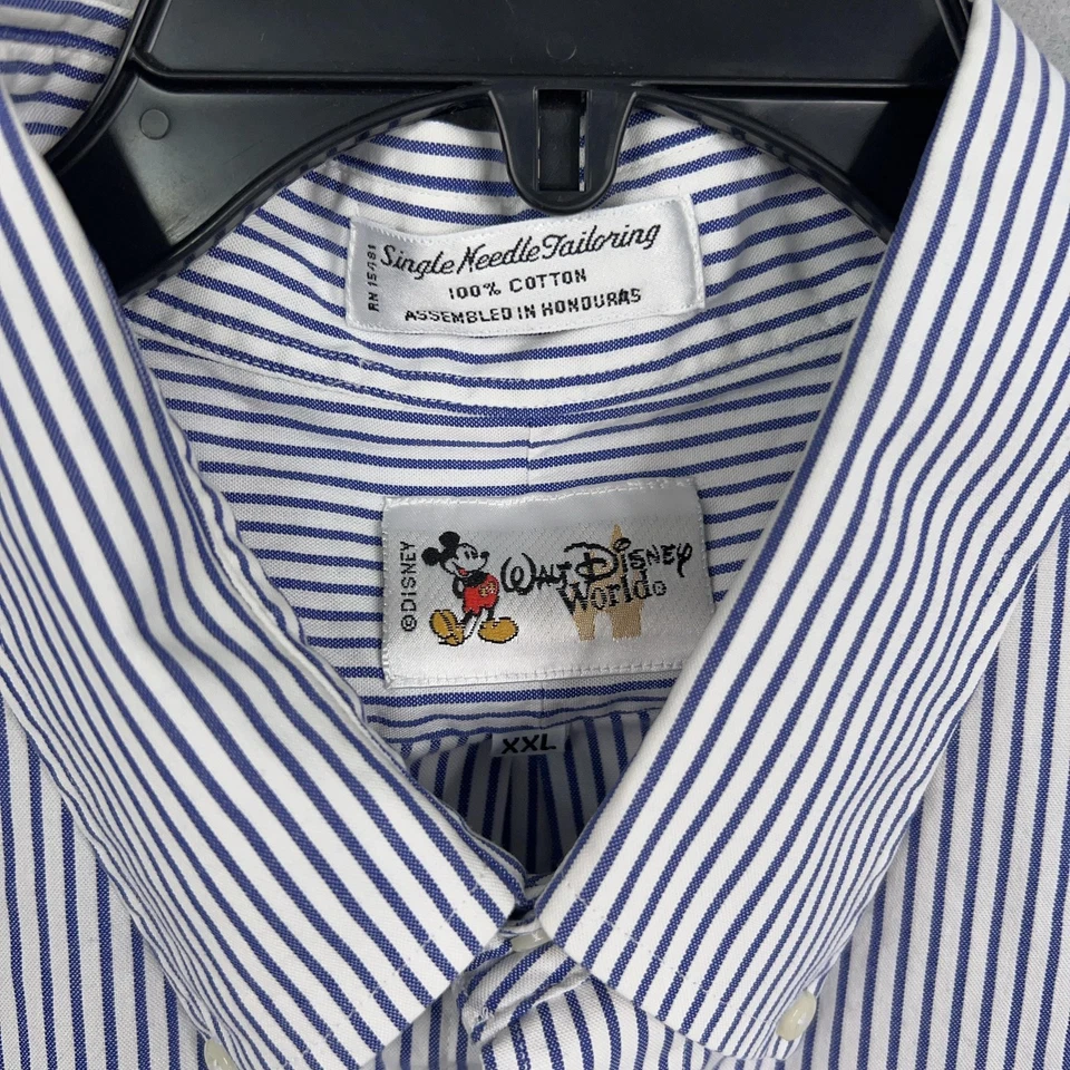 Camisa Walt Disney World Para Hombres XXL Azul Blanco Vestido a Rayas Vacaciones Scrooge McDuck Foto 4 de 4