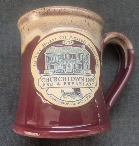 Deneen Pottery Mug Churchtown Inn B&B Lancaster PA Amish Red/Rust - Picture 9 of 10