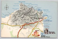 Arta Spain, Balearic Islands Topographical Map, Landmarks, Vintage Postcard