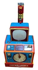 Vintage Yonezawa Tin Rocket Launching Pad Count Down Space Battery Operated Toy