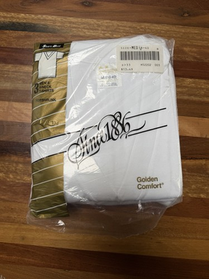 #ad VTG 80s Sears Golden Comfort White V Neck T Shirt 3 Pack Poly Pima 80 20 Size M $39.99
