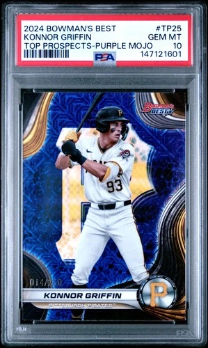 2024 Bowman'S Best Top Prospects #TP25 Konnor Griffin Purple Mojo /250 PSA 10