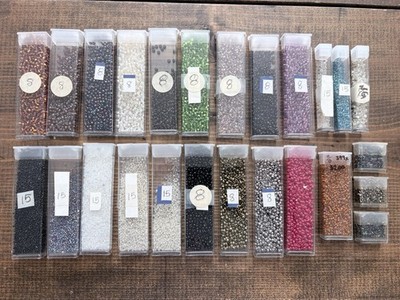 Glass Seed Bead Lot - 25 Pieces - Different Shapes & Sizes - Multiple Colors