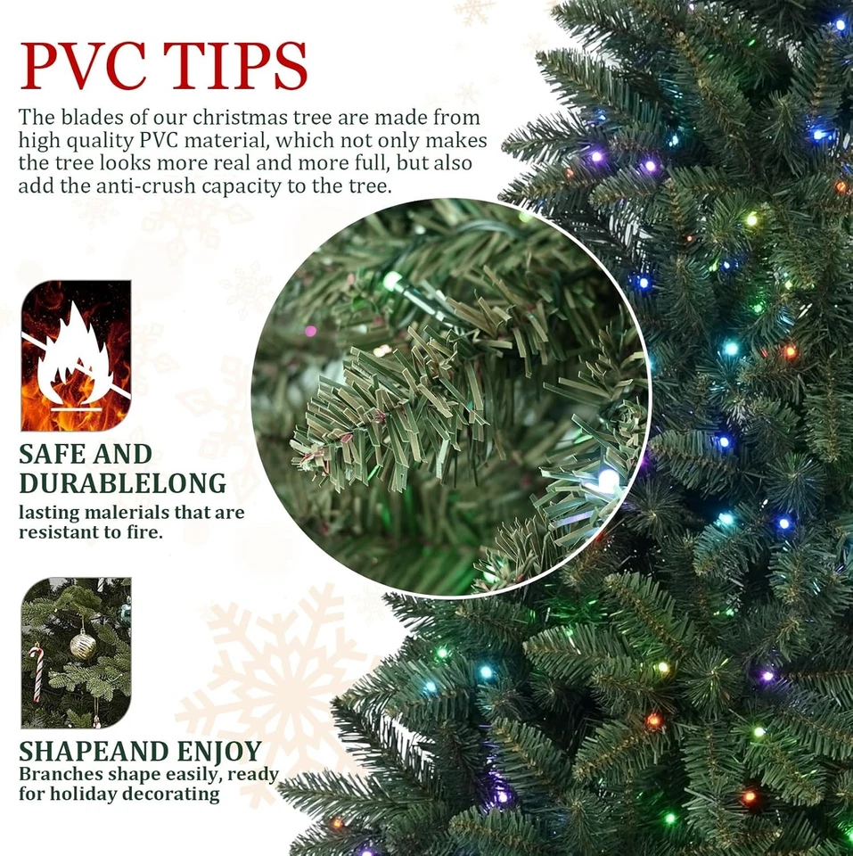 6/7/9FT Pre-Lit Artificial Christmas Tree w/App-Controlled Multi-Color RGB Light - Image 3 of 4