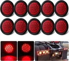 10PC Round 4"inch 24-LED Truck Trailer Stop Turn Tail Brake Light Waterproof Red