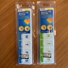 2 CVS Weekly Pill Planners, Extra Large, 1 Blue, 1 Green, Ideal for AM/PM