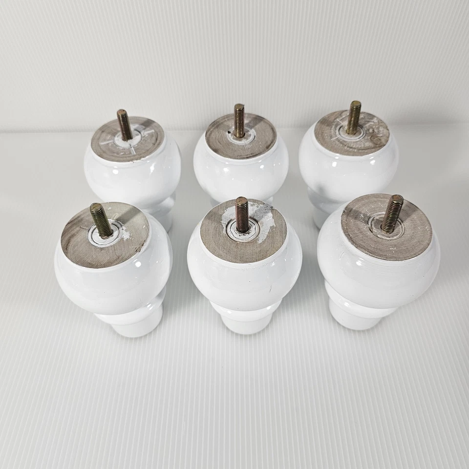 Patas redondas de madera para sofá, juego de 6, patas de sofá para muebles, 4 pulgadas, blanco Foto 4 de 4