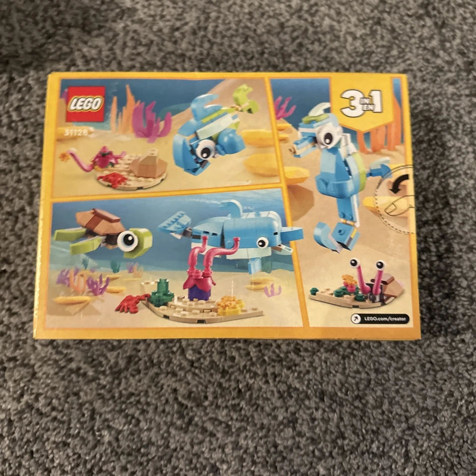 LEGO CREATOR (31128) Dolphin and Turtle - 137 pcs - Seahorse Sea Snail Fish Crab - Image 2 of 4