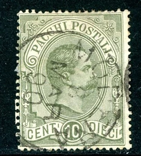 Italy 1884 Parcel Post 10¢ Olive Gray Scott #Q1 VFU Q312