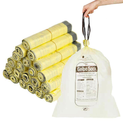 Gelber Sack gelbe Säcke Beutel Abfallsäcke mit Zugband NEU Angebot 1-200 Rollen 