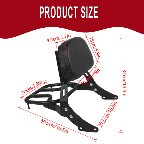 Rear Sissy Bar Passenger Luggage Rack Backrest For Bonneville T100 T120 2017-22 - Picture 2 of 10
