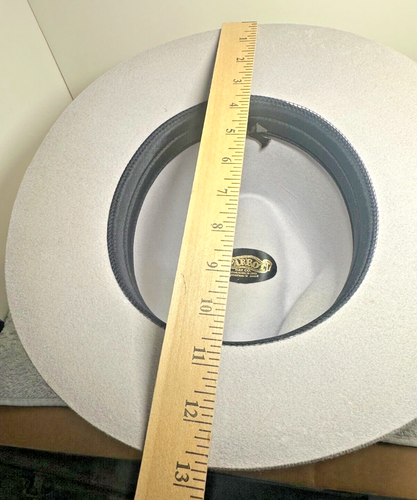 Cappello Fedora Cappellaio Pappagallo Lana Made in MA, USA Grigio Piuma Uomo Grande Vintage - Foto 11 di 19