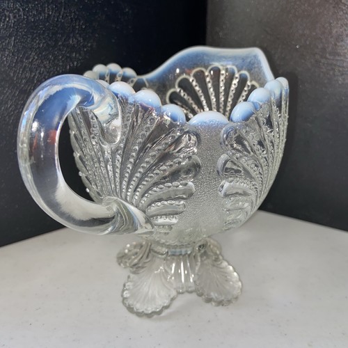 Vintage Mosser Pitcher Shell Glass ware Opalescent Footed - Picture 15 of 24