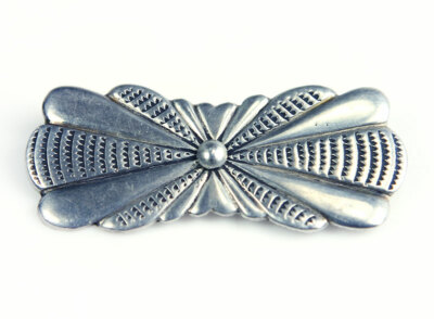 Navajo Silver Sandcast and Tooled Pin, c. 1940s, 1'' x 2.25''