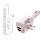 2-in-1 Car Home Charger Coiled Usb Cable Micro-Usb to Usb-C for Cell Phones