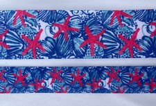 Star fish 2 Palm beach Grosgrain ribbon Blue Pink 5/8" 7/8" 1.5" starfish ocean