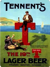 Tennent's Lager Beer 9" x 12" Metal Sign