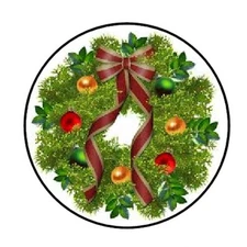 48 CHRISTMAS WREATH 1 ENVELOPE SEALS LABELS STICKERS 1.2" ROUND