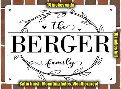 Berger Family Decorative Metal Door or Wall Plaque (Style 1)