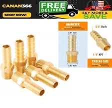6 pcs 3/8" Barb to 1/4" NPT, Air Hose Barb Pipe Fittings Male Threaded, Adapter,