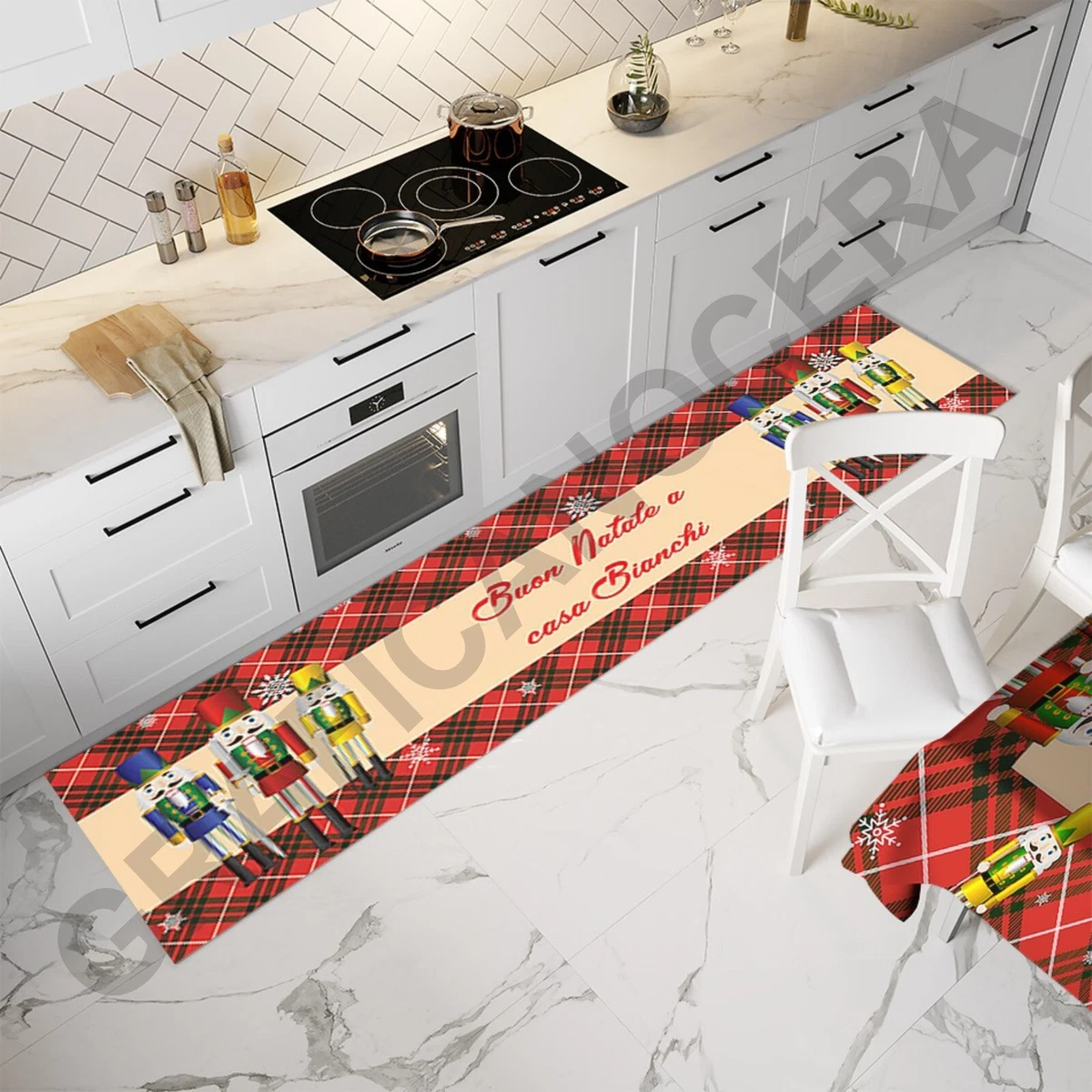 Emmevi Tappeto Da Cucina Natalizio In PVC 50x90 Cm - Antiscivolo, Antimacchia, Design Moderno, Made In Italy